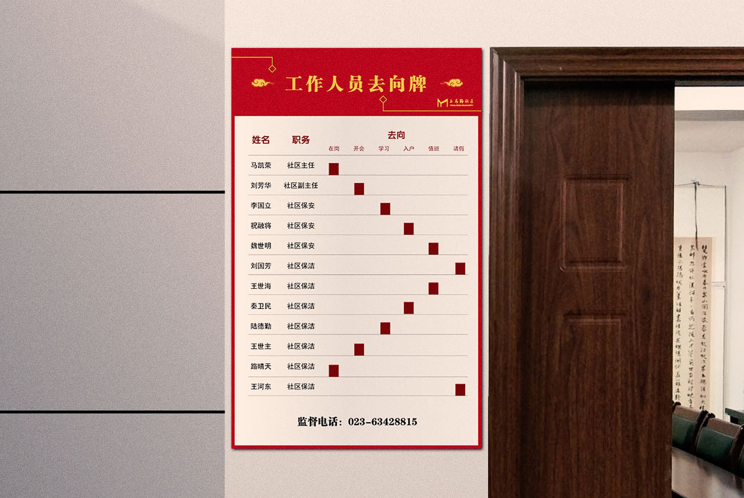 社区人员去向牌设计与制作